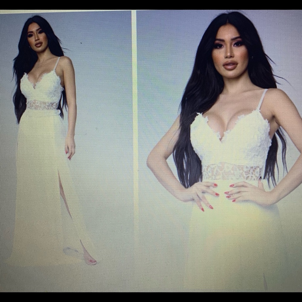 White crochet maxi dress